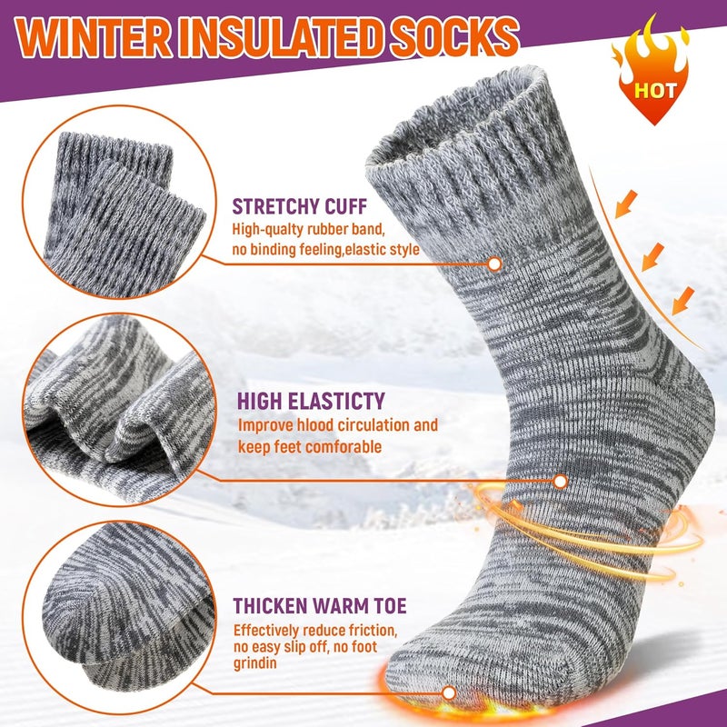 AMENLAN Store Women Heated Socks Ski Winter Thermal Hiking Snowboarding Thick Boot Insulated Socks 3 Pairs - Image 4